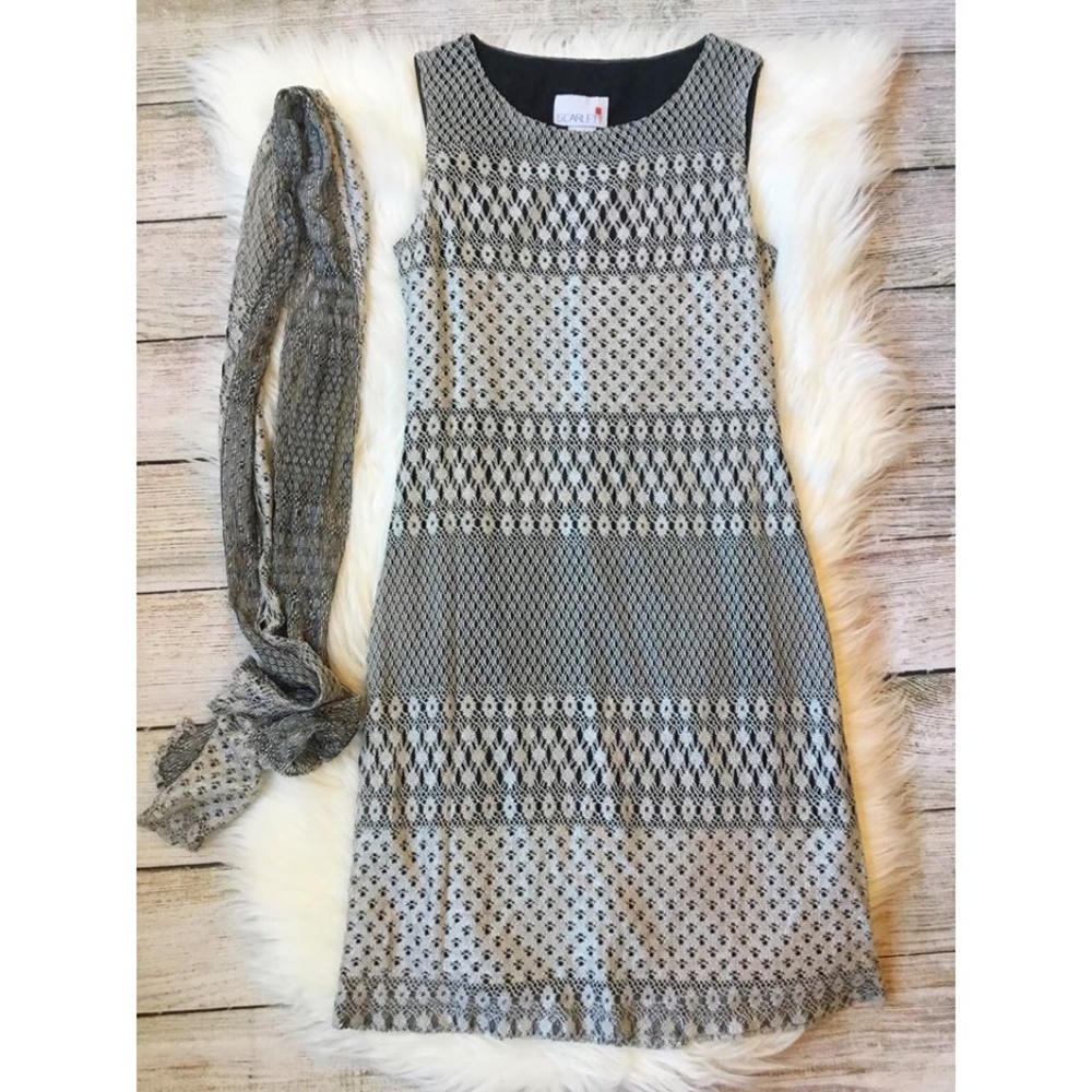 VINTAGE Scarlett Lace Crochet Overlay Sleeveless Dress